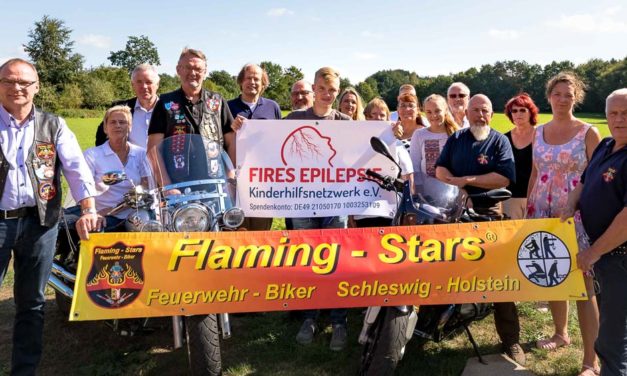 Die Gönnebeker Feuerwehrbiker „Flaming Stars“ machen sich für ein neues Projekt stark. „FIRES Epilepsie“ steht für ein besonderes Hilfsprogramm für schwerkranke Kinder.